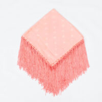 Salmon Pink Heart Patterned Girl Church Scarf - Image 3