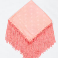 Salmon Pink Heart Patterned Girl Church Scarf - Image 2